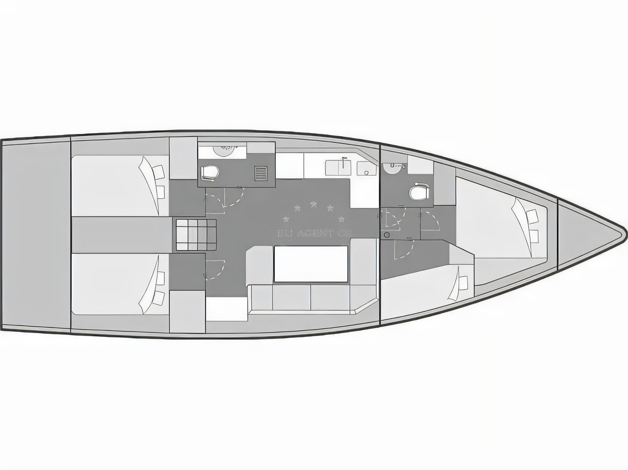 Interior of Elan Impression 45 sail boat with 4 cabins Croatia yacht charter