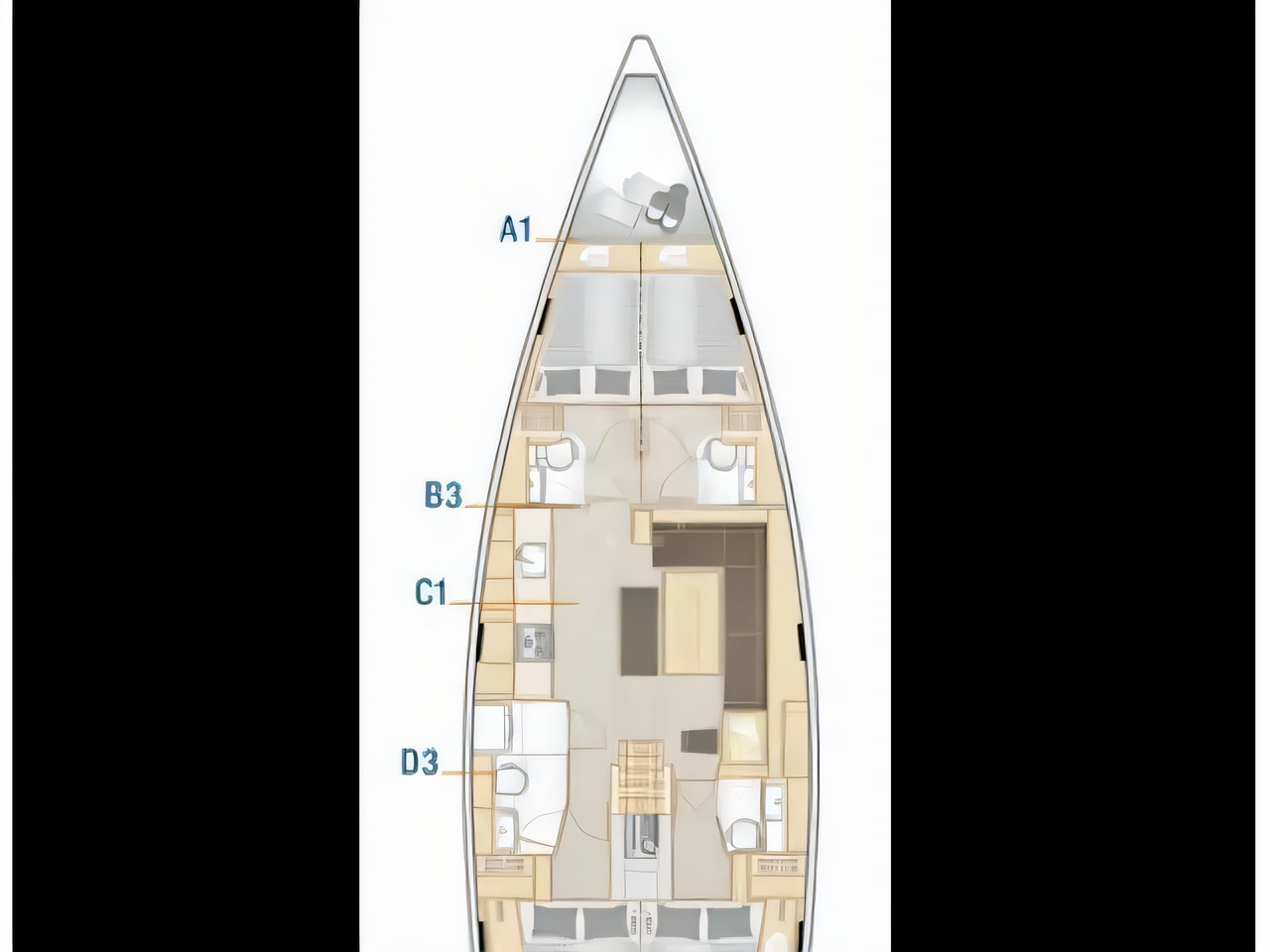 Interior of Hanse 508 sail boat with 4 cabins Croatia yacht charter