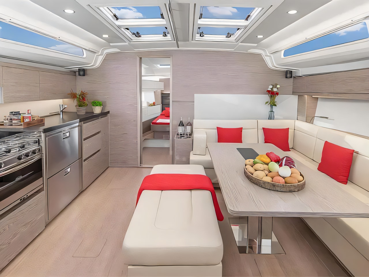 Layout of Hanse 508 sail boat with 4 cabins Croatia yacht charter