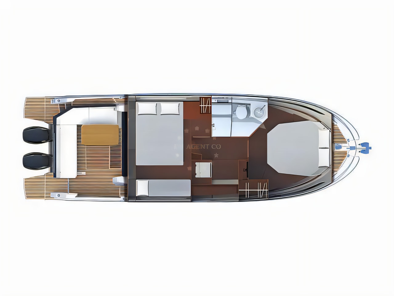 Interior of Antares 11 OB motor boat with 2 cabins Croatia yacht charter