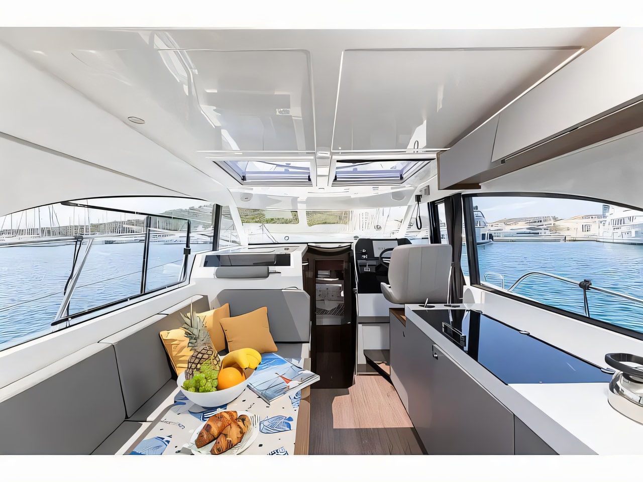 Layout of Antares 11 OB motor boat with 2 cabins Croatia yacht charter
