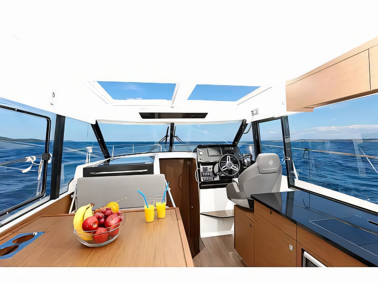 Layout of Merry Fisher 1095 motor boat with 3 cabins Croatia yacht charter