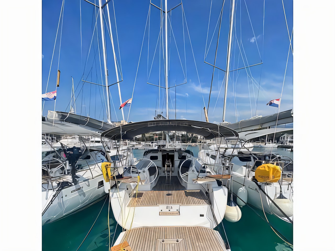 Exterior overview of Elan 40 Impression sail boat for charter from Vinodolski Novi Marina in the Istria / Kvarner sailing area Croatia