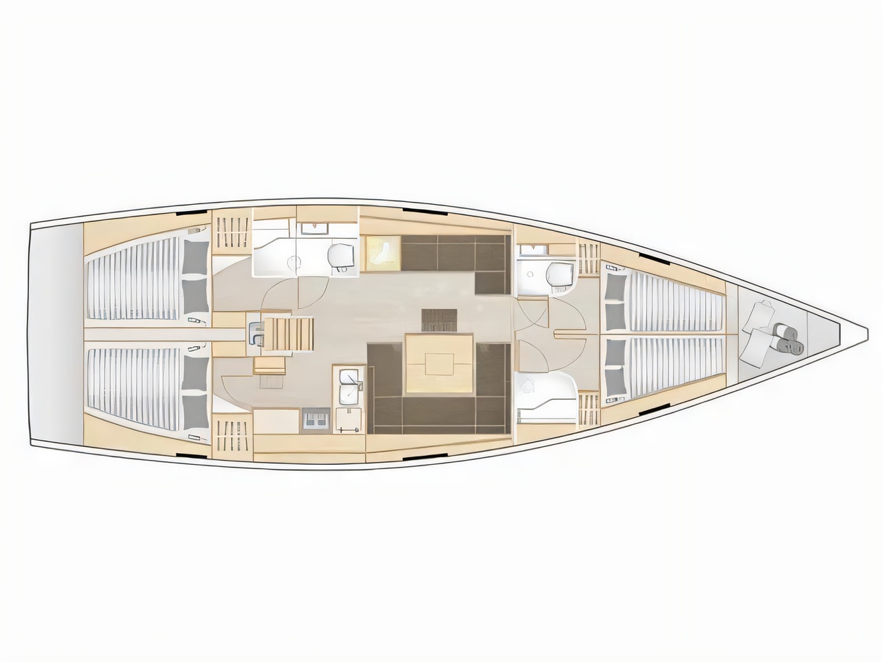Interior of Hanse 458 sail boat with 4 cabins Croatia yacht charter