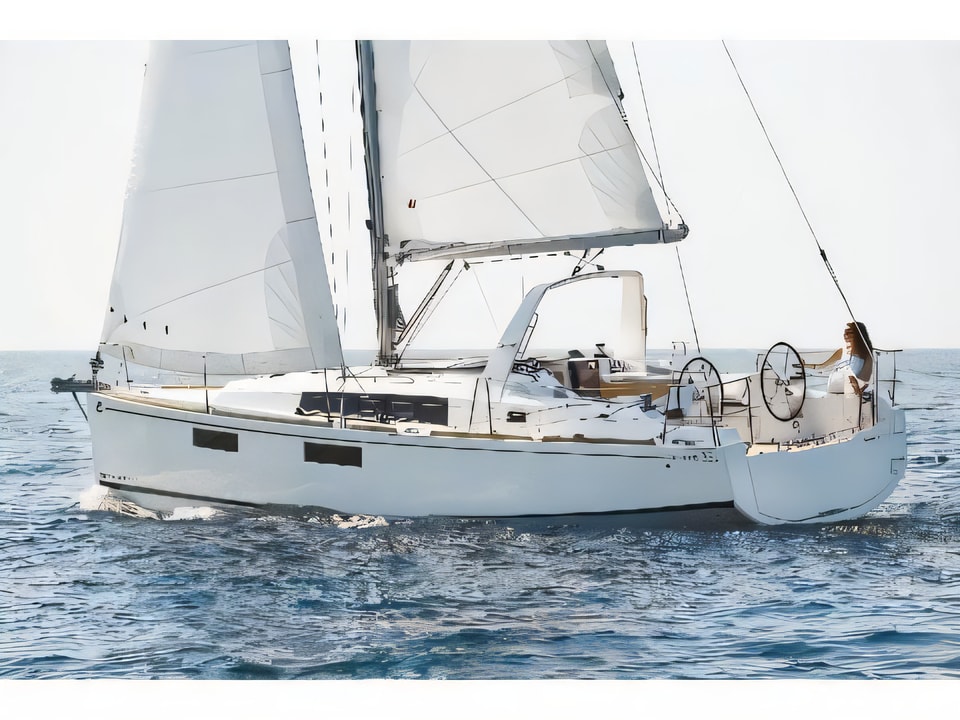Exterior overview of Oceanis 35.1 sail boat for charter from Pirovac in the Sibenik sailing area Croatia