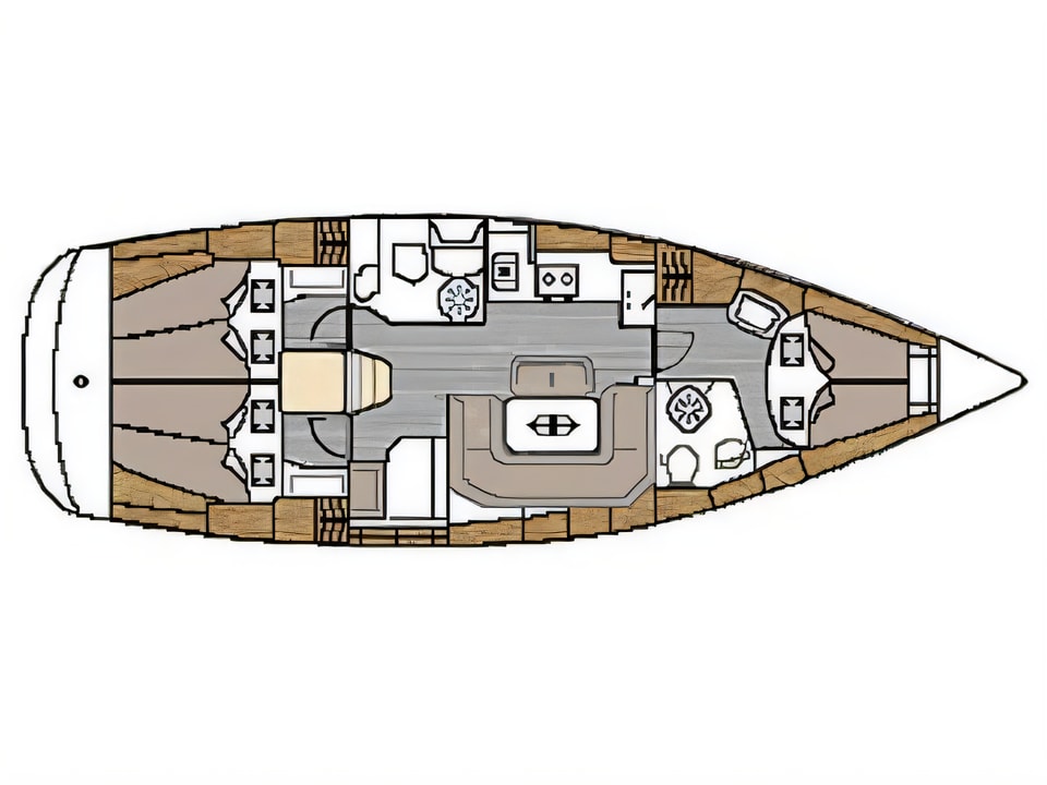 Layout of Bavaria 39 Cruiser sail boat with 3 cabins Croatia yacht charter