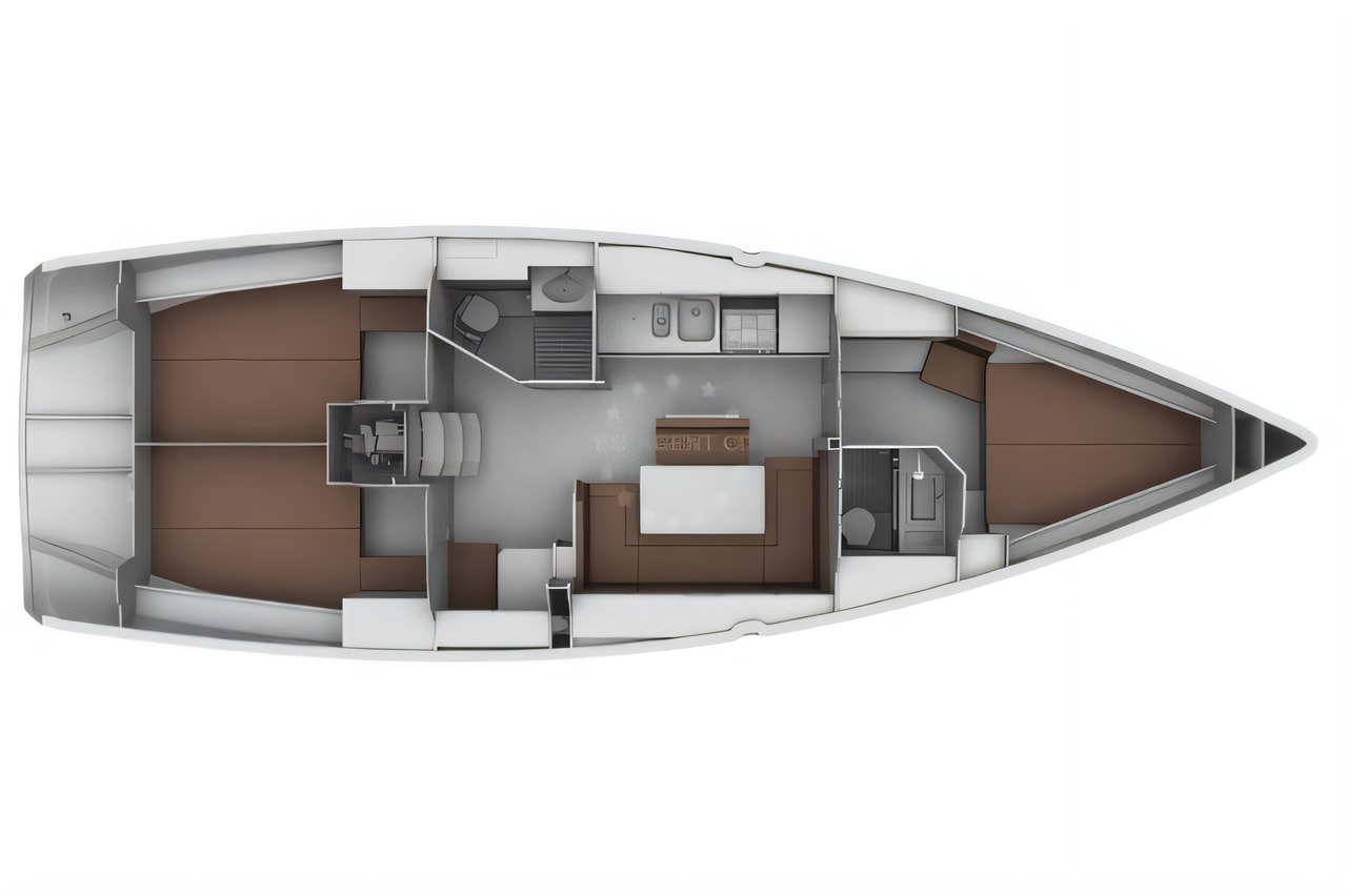 Interior of Bavaria 40 BT '13 sail boat with 3 cabins Croatia yacht charter