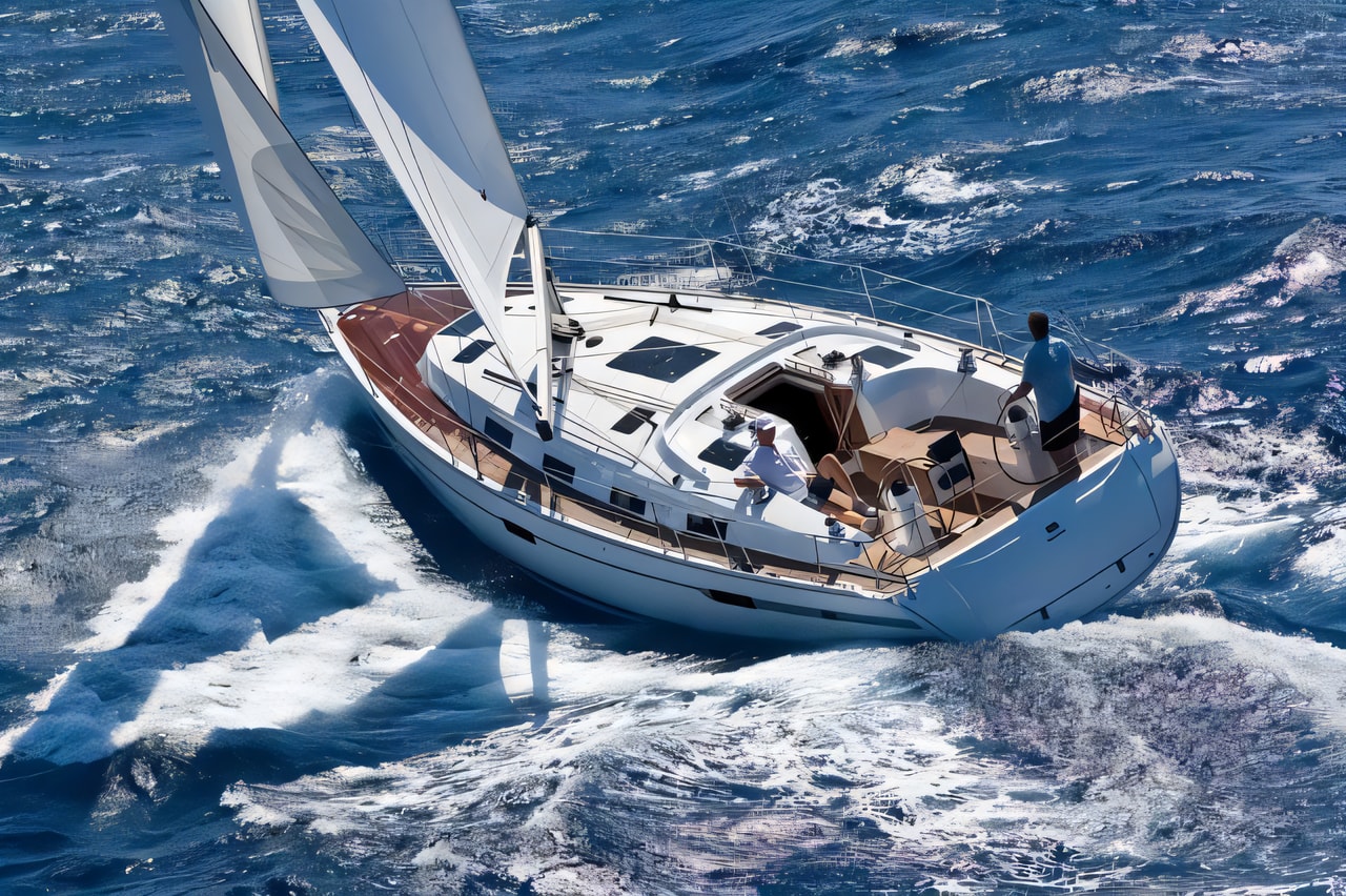 Exterior overview of Bavaria 40 BT '13 sail boat for charter from Sukosan Marina Dalmacija in the Zadar sailing area Croatia