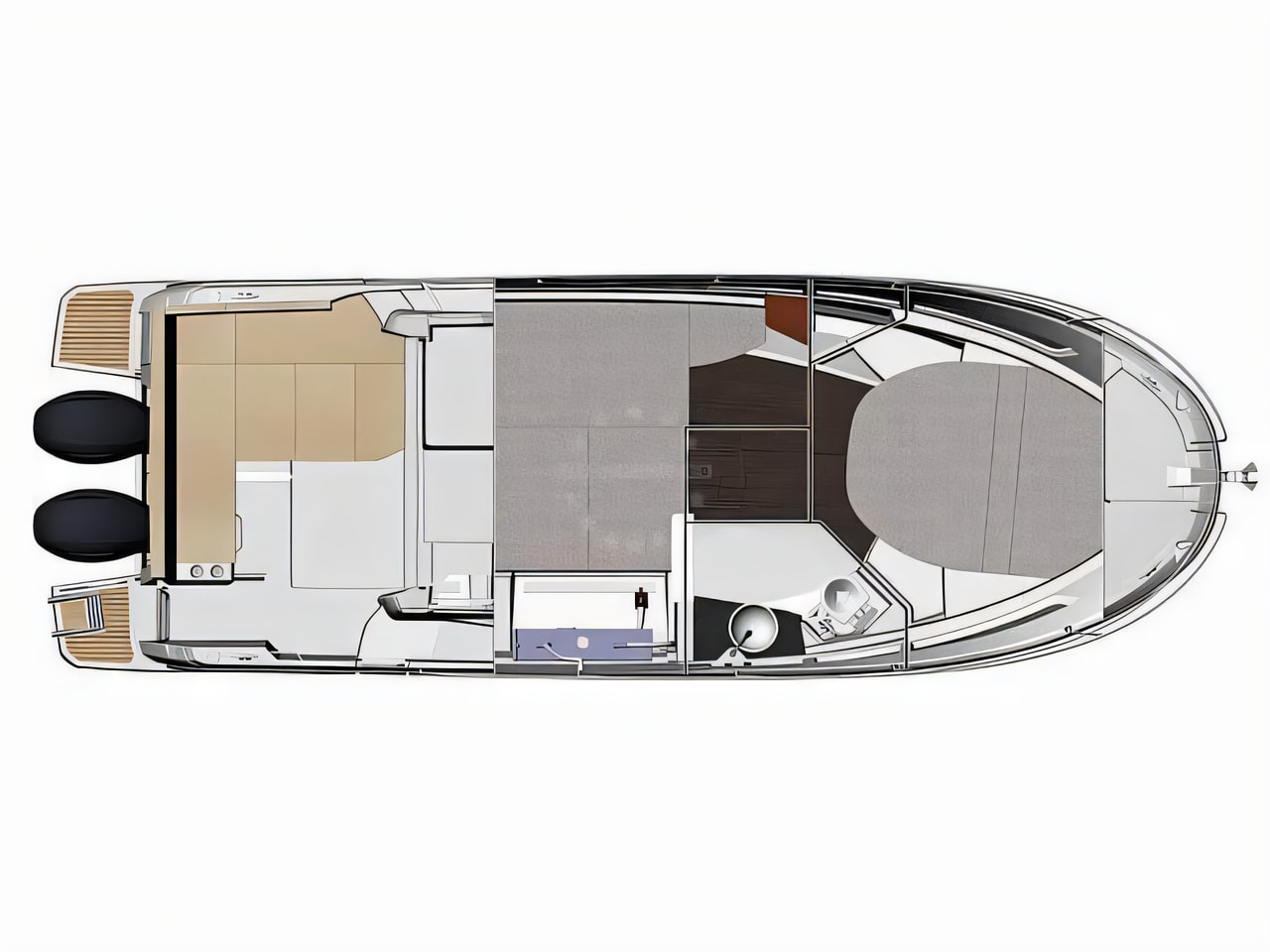 Interior of Merry Fisher 895 motor boat with 2 cabins Croatia yacht charter