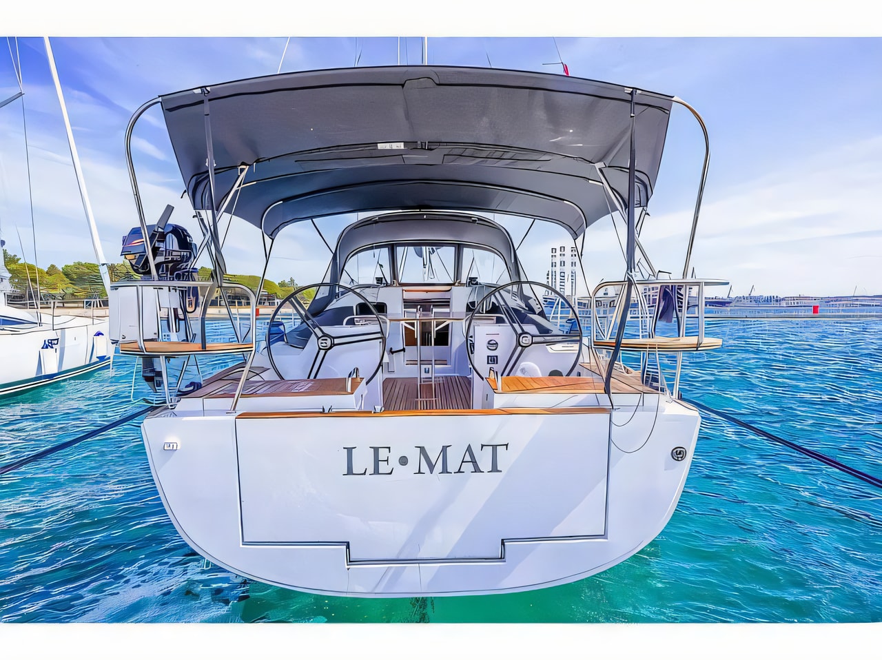 Exterior overview of Elan Impression 40.1 sail boat for charter from Pula Marina Polesana in the Istria / Kvarner sailing area Croatia
