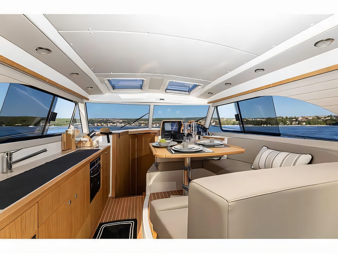 Layout of Adriana 36 motor boat with 2 cabins Croatia yacht charter