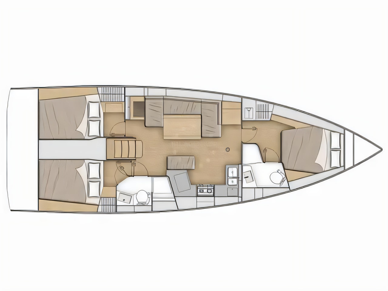 Interior of Sunsail 42 sail boat with 3 cabins Croatia yacht charter