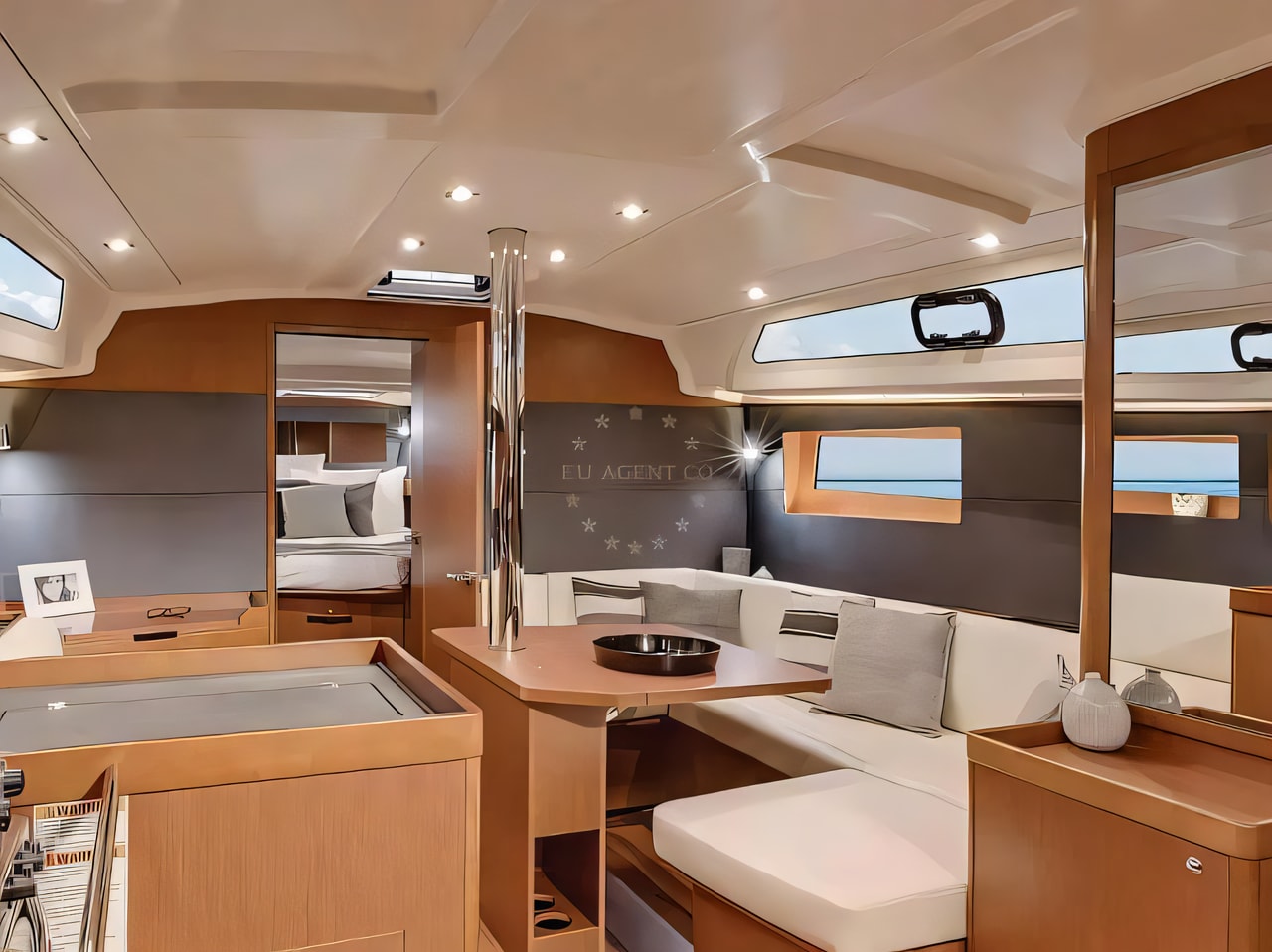 Layout of Sunsail 42 sail boat with 3 cabins Croatia yacht charter