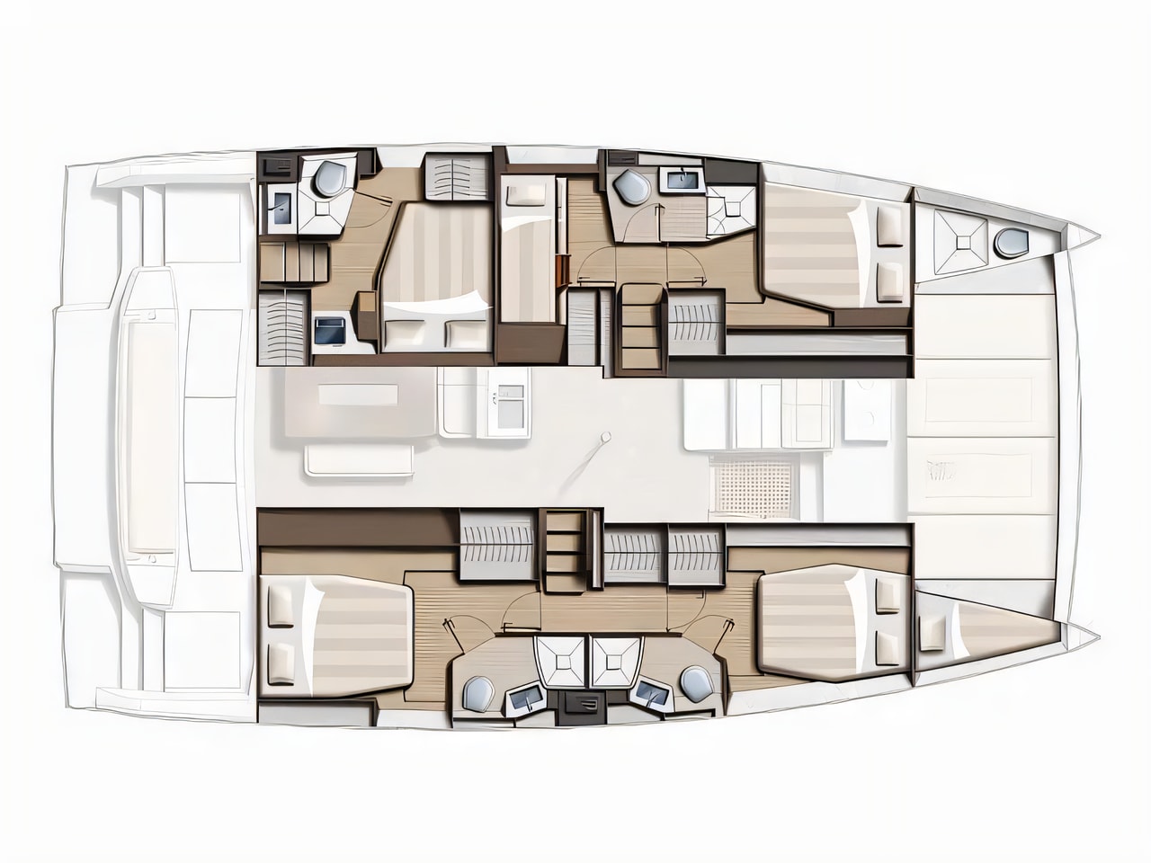 Interior of Bali 4.6 catamaran with 5 cabins Croatia yacht charter