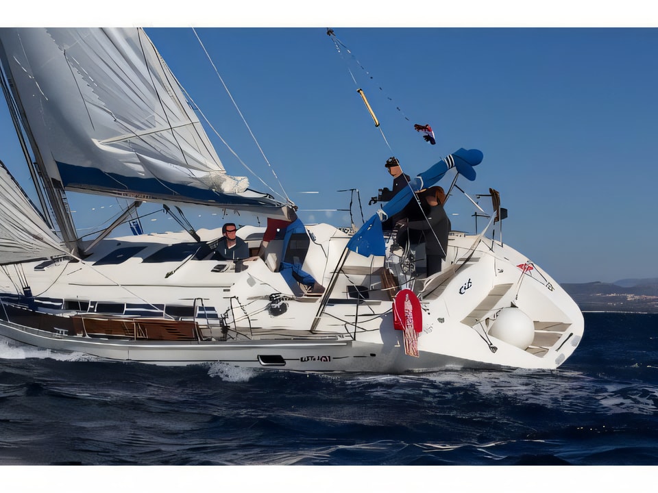 Exterior overview of Elan 431 sail boat for charter from Vodice ACI Marina in the Sibenik sailing area Croatia