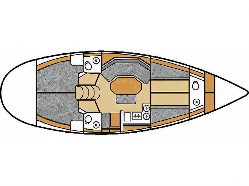 Layout of Elan 431 sail boat with 4 cabins Croatia yacht charter