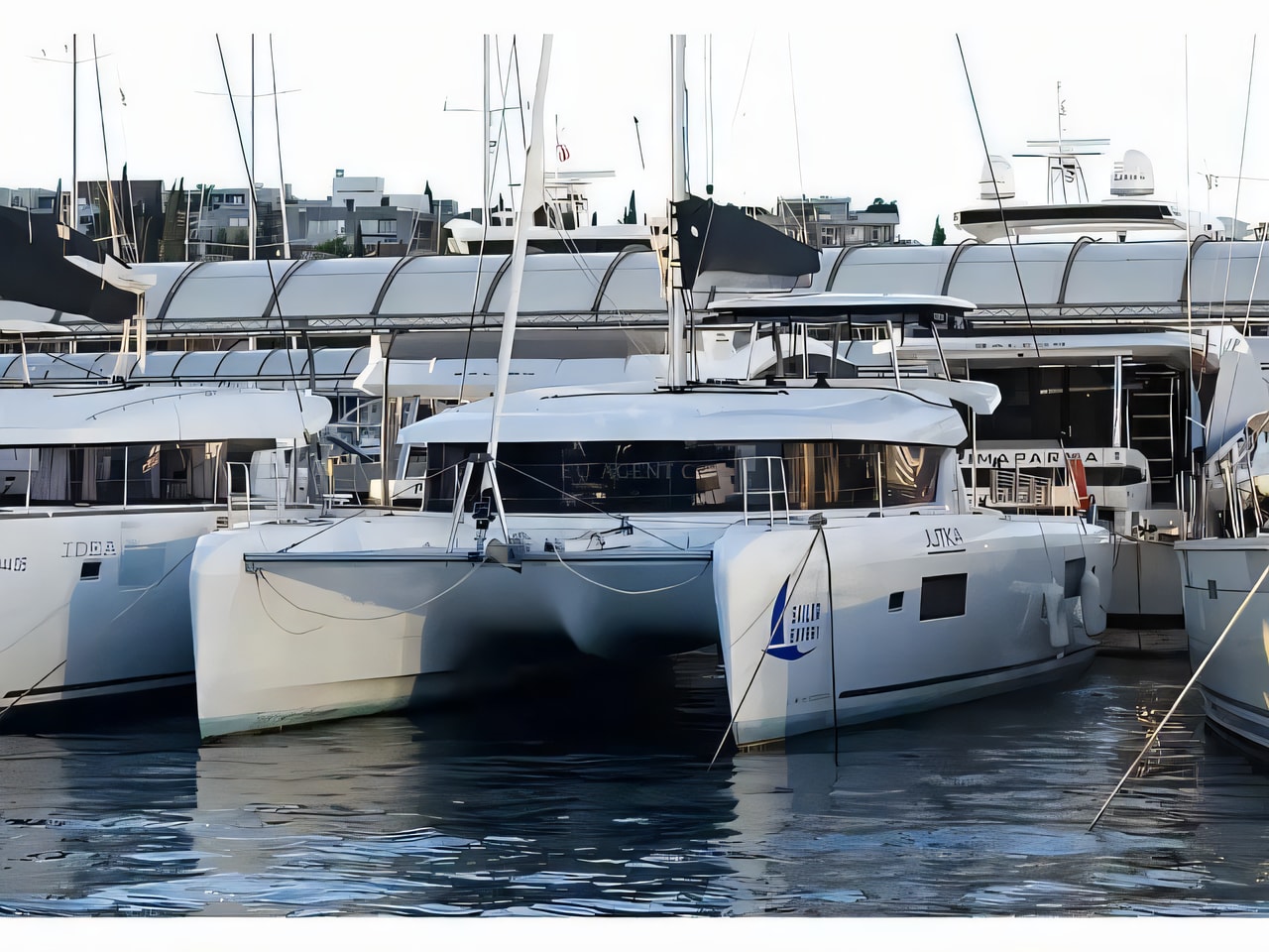 Exterior overview of Lagoon 42 catamaran for charter from Dubrovnik Marina Frapa in the Dubrovnik sailing area Croatia