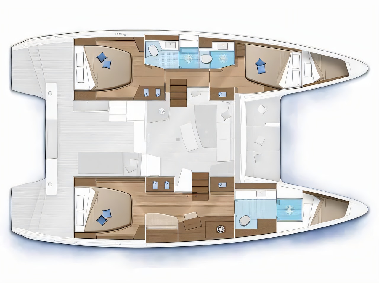 Interior of Lagoon 42 catamaran with 3 cabins Croatia yacht charter