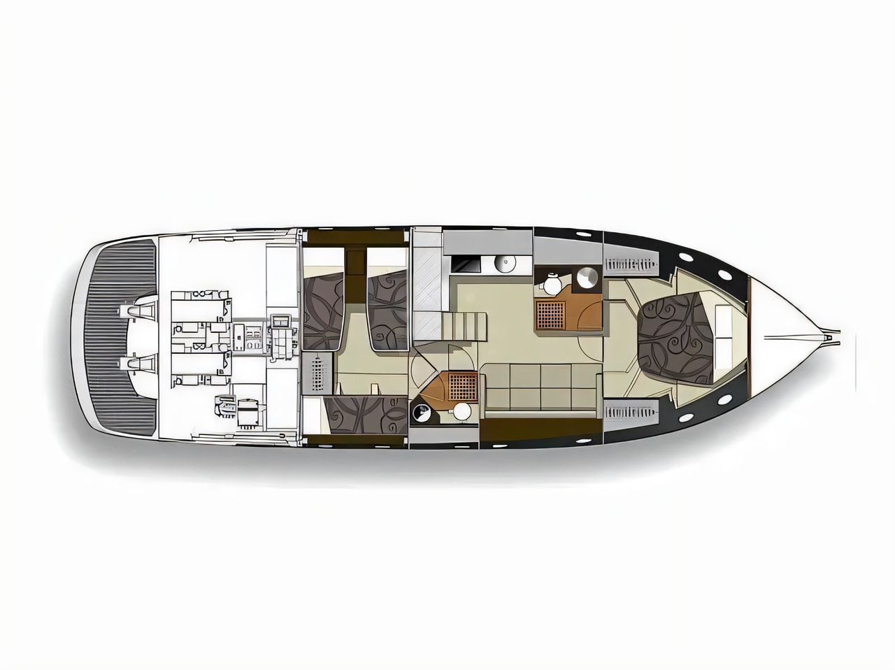Interior of Cranchi M44 HT motor boat with 2 cabins Croatia yacht charter