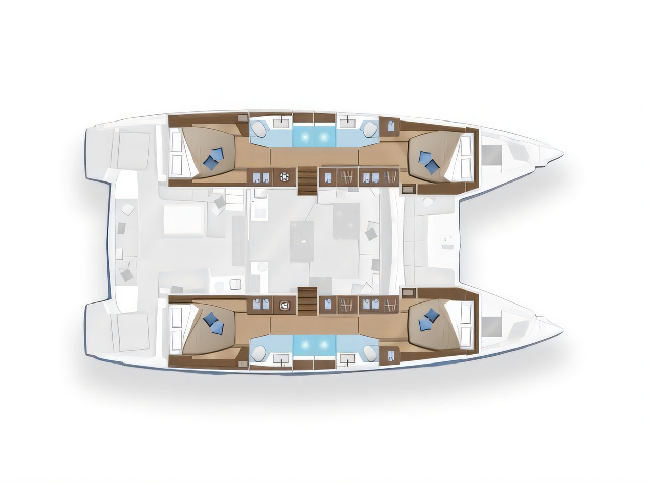Interior of Lagoon 50 catamaran with 7 cabins Croatia yacht charter