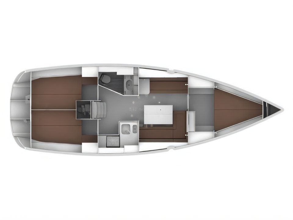 Layout of Bavaria 36 Cruiser sail boat with 3 cabins Croatia yacht charter