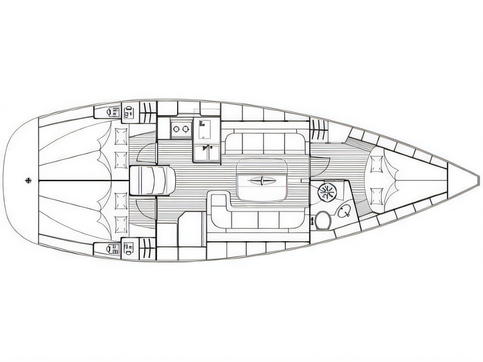 Layout of Bavaria 37 Cruiser sail boat with 3 cabins Croatia yacht charter