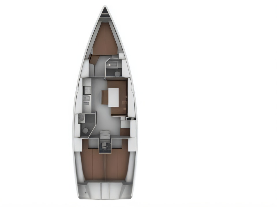 Layout of Bavaria Cruiser 40 sail boat with 3 cabins Croatia yacht charter