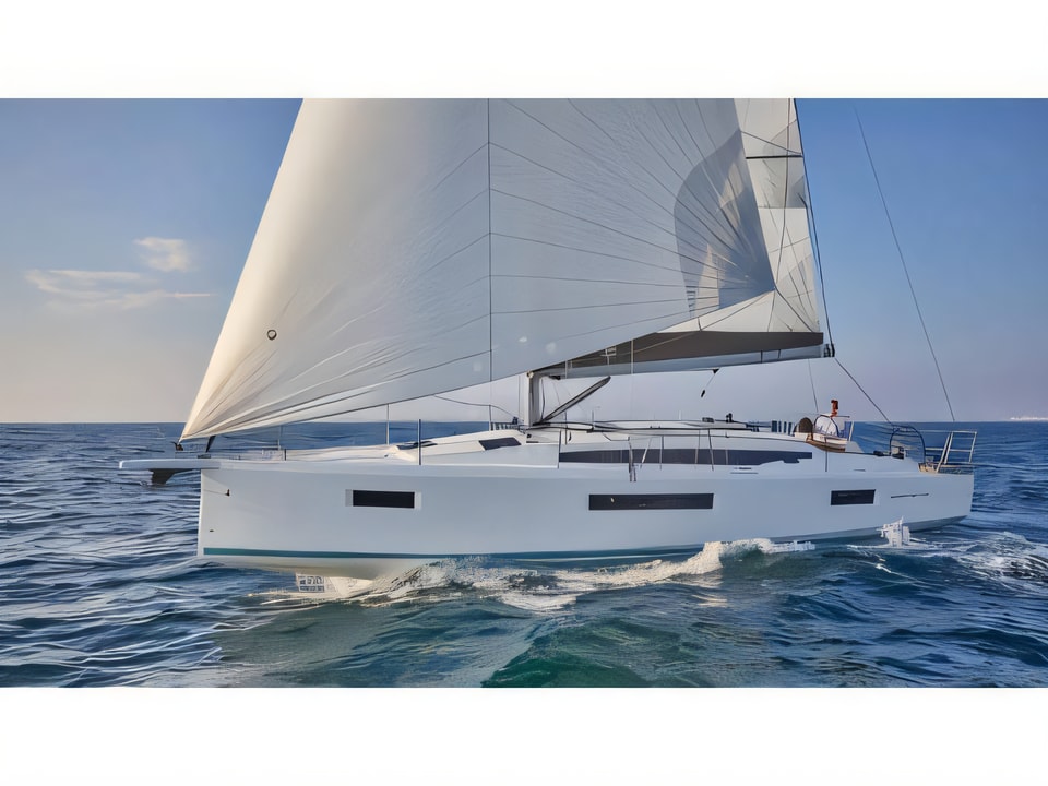Exterior overview of Sun Odyssey 410 sail boat for charter from Krk Marina Punat in the Istria / Kvarner sailing area Croatia