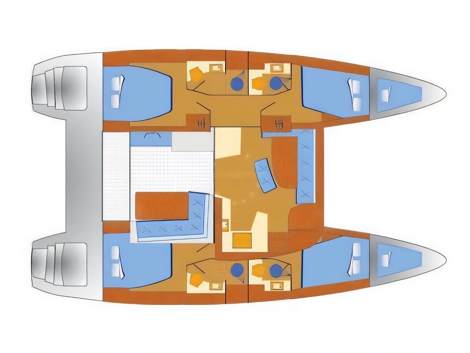Layout of Lagoon 42-new catamaran with 4 cabins Croatia yacht charter
