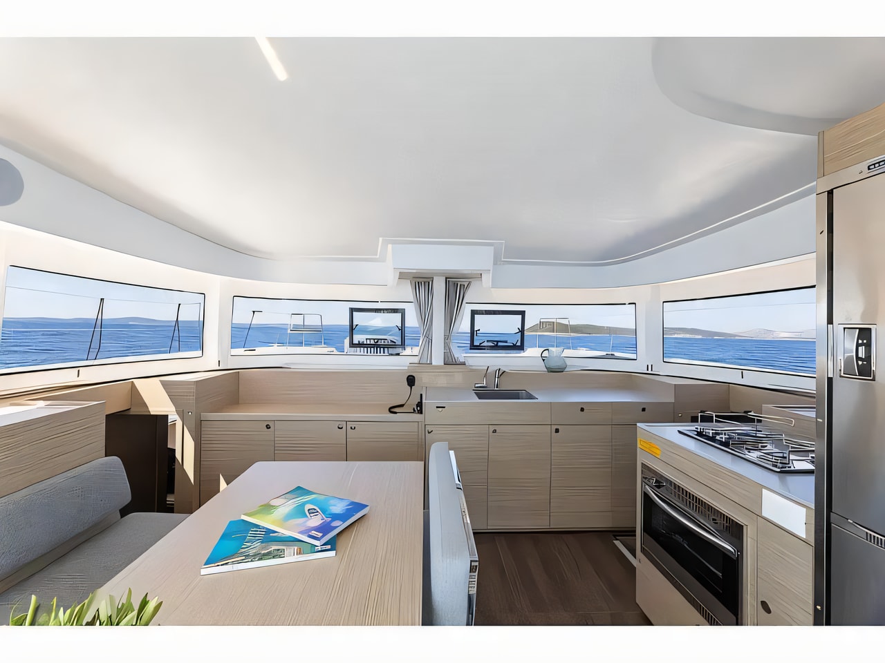 Layout of Lagoon 38 catamaran with 6 cabins Croatia yacht charter