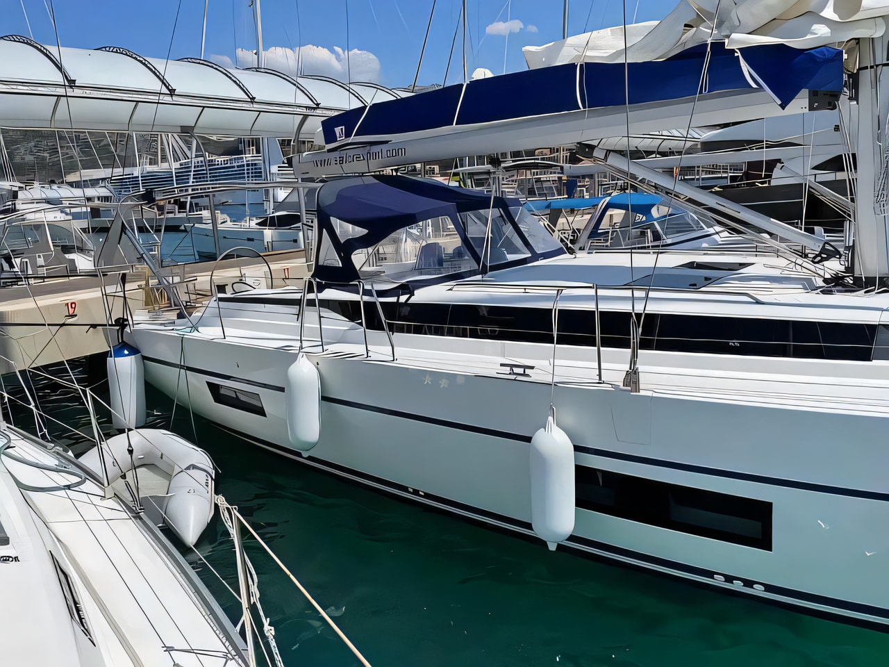 Exterior overview of Bavaria C45 Holiday sail boat for charter from Dubrovnik Marina Frapa in the Dubrovnik sailing area Croatia