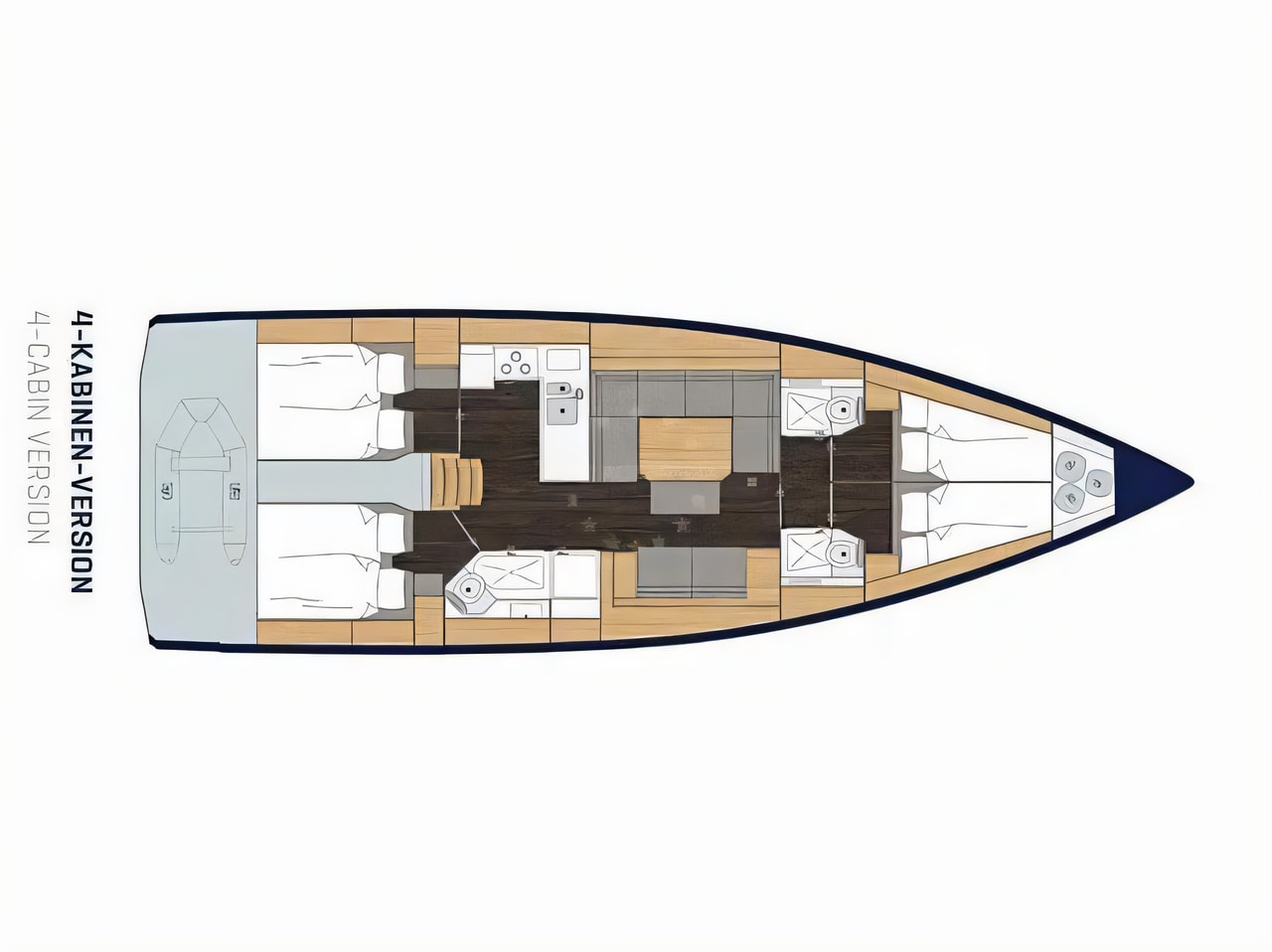 Interior of Bavaria C45 Holiday sail boat with 4 cabins Croatia yacht charter
