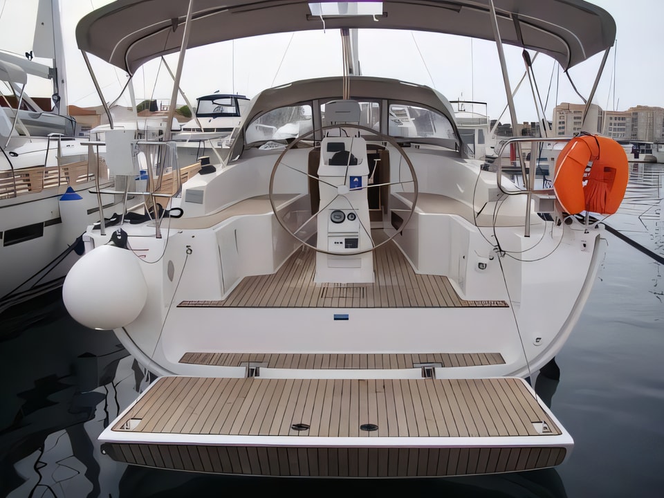 Exterior overview of Bavaria 33 Cruiser sail boat for charter from Biograd Kornati in the Zadar sailing area Croatia