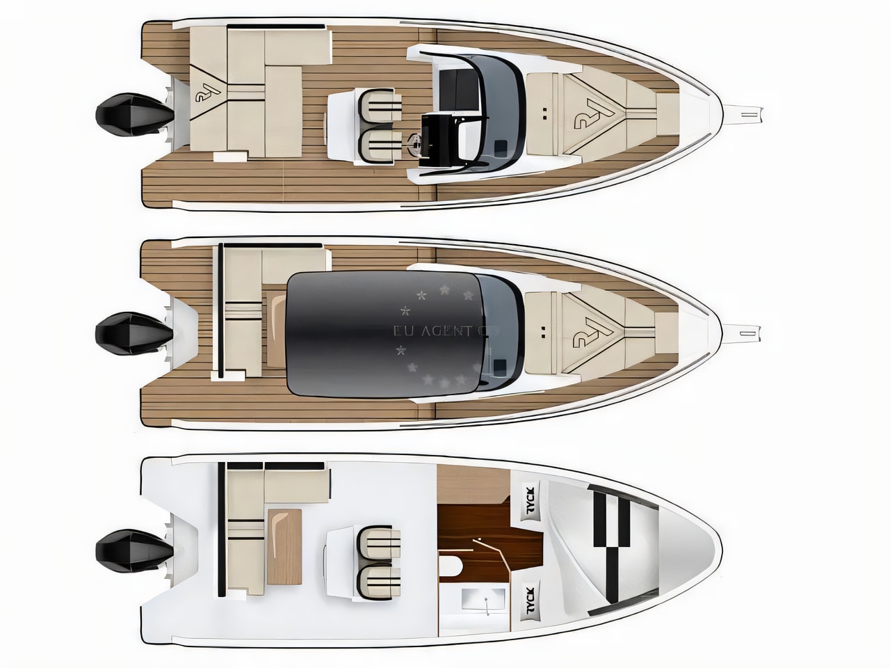 Interior of Ryck 280 motor boat with 1 cabins Croatia yacht charter