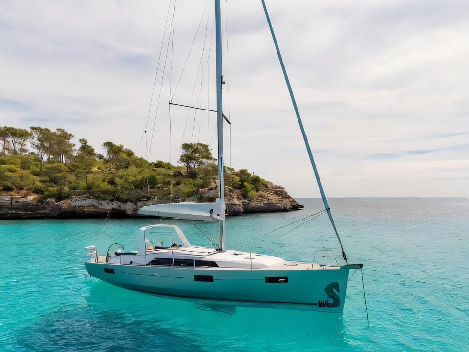 Exterior overview of Oceanis 41.1 sail boat for charter from Biograd Kornati in the Zadar sailing area Croatia