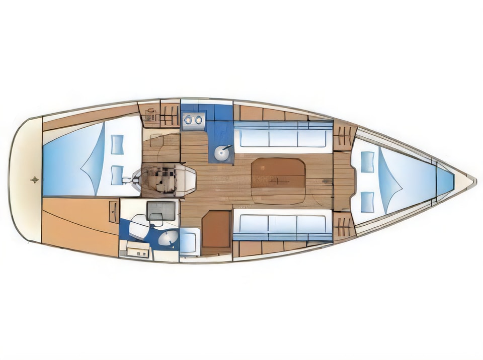 Layout of Bavaria 31 Cruiser sail boat with 2 cabins Croatia yacht charter