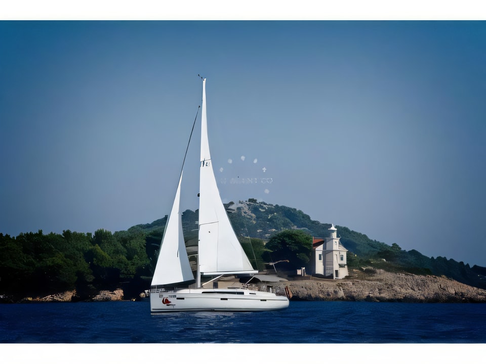 Exterior overview of Bavaria Cruiser 41 sail boat for charter from Murter Marina Hramina in the Sibenik sailing area Croatia