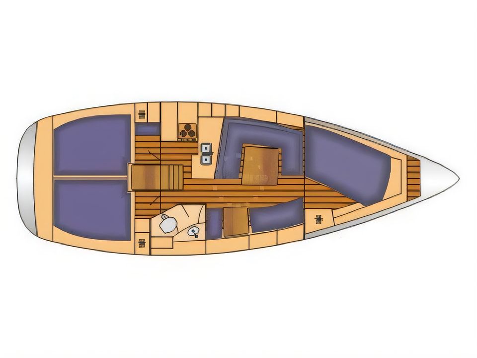 Elan 384 Impression yacht layout 3 cabins Croatia charter