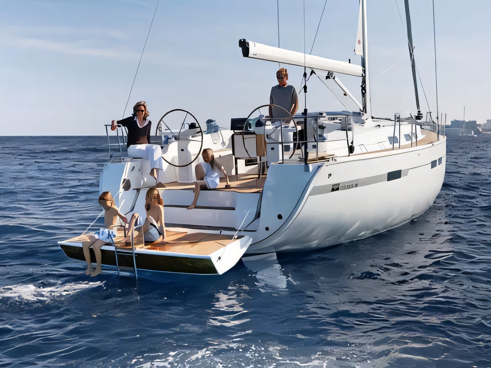 Exterior overview of Bavaria Cruiser 45 sail boat for charter from SCT Marina Trogir in the Split sailing area Croatia