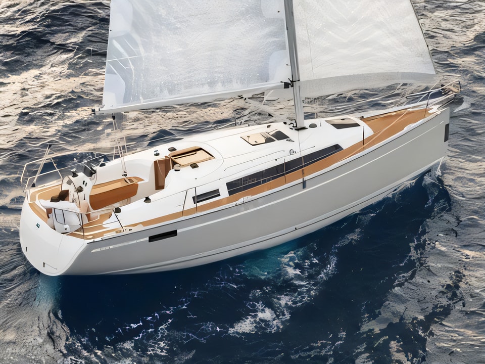 Exterior overview of Bavaria Cruiser 33 sail boat for charter from Biograd Sangulin in the Zadar sailing area Croatia