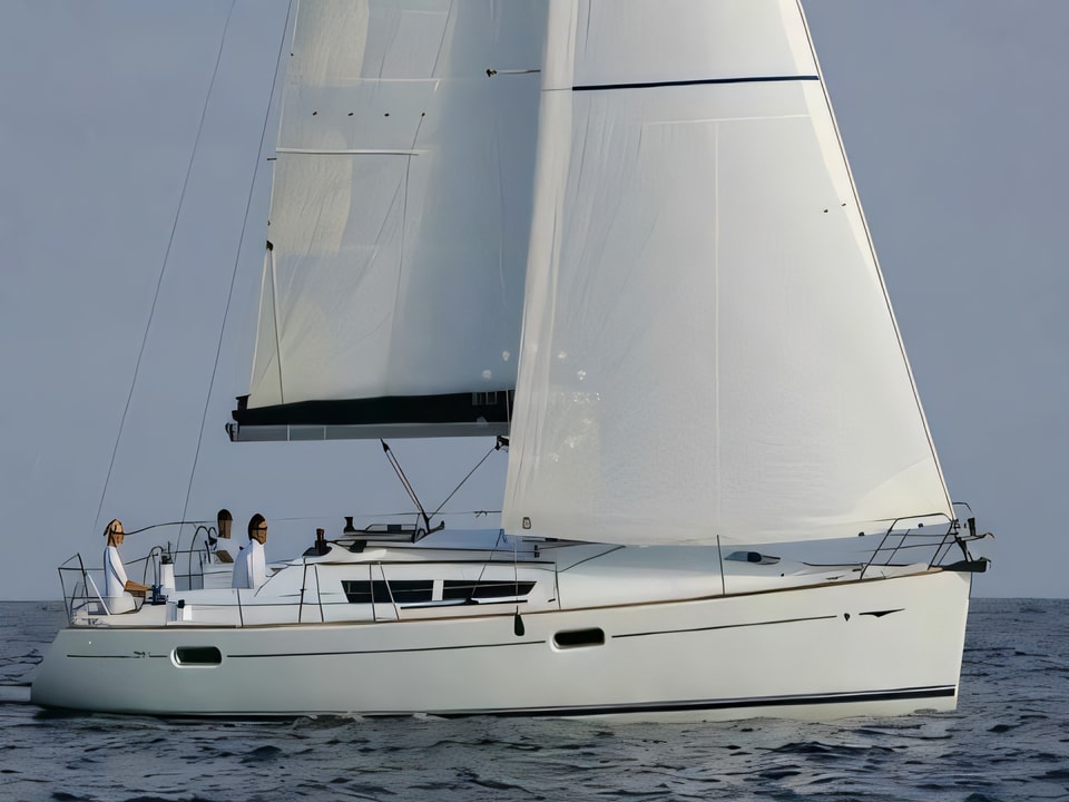 Exterior overview of Sun Odyssey 39i sail boat for charter from Sukosan Marina Dalmacija in the Zadar sailing area Croatia