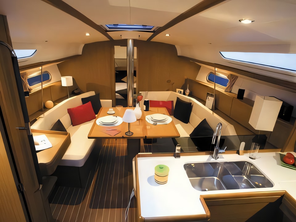 Interior of Sun Odyssey 39i sail boat with 3 cabins Croatia yacht charter