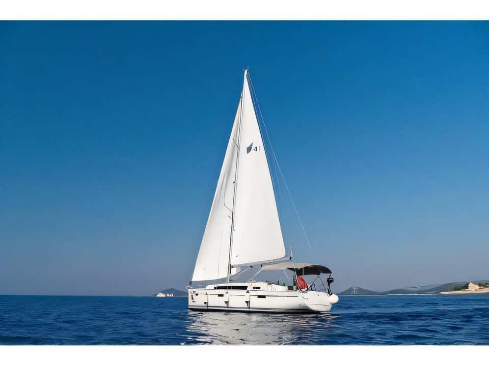 Exterior overview of Bavaria Cruiser 41 sail boat for charter from Murter Marina Hramina in the Sibenik sailing area Croatia