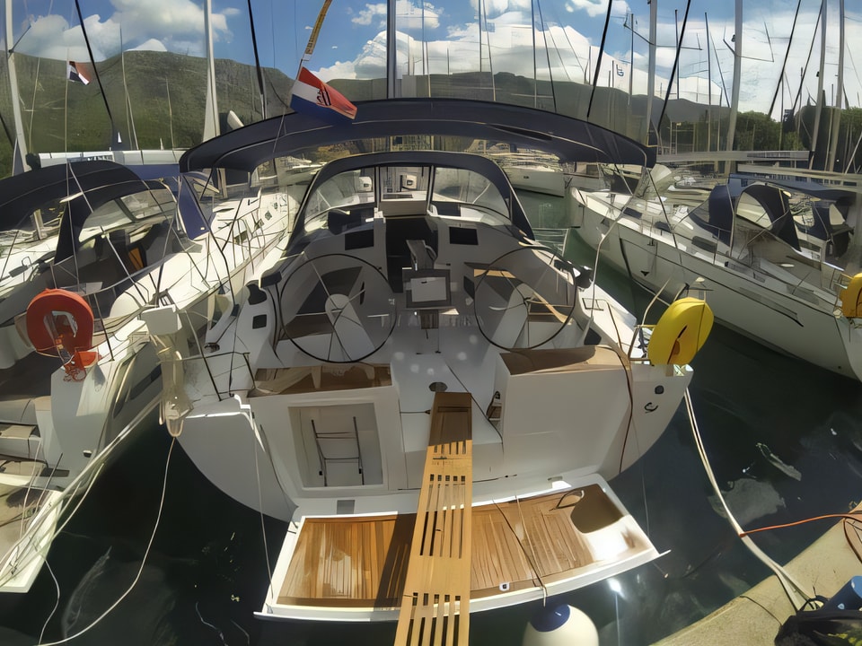 Exterior overview of Hanse 415 sail boat for charter from Dubrovnik ACI Marina in the Dubrovnik sailing area Croatia
