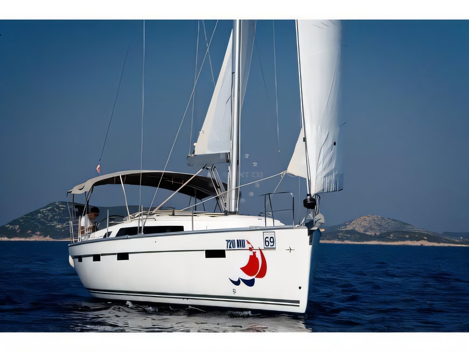 Exterior overview of Bavaria Cruiser 41 sail boat for charter from Murter Marina Hramina in the Sibenik sailing area Croatia