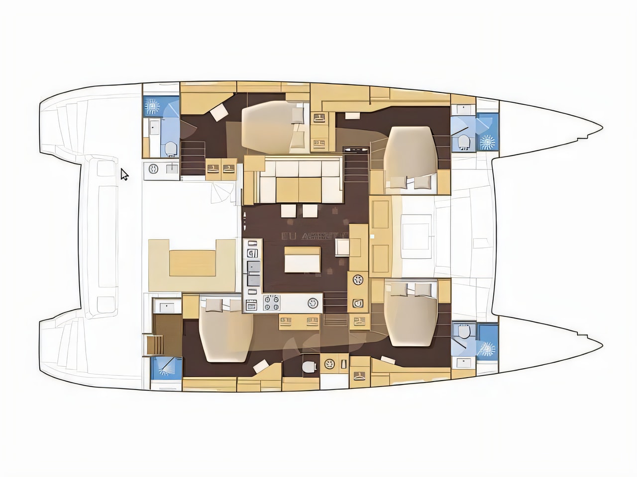 Interior of Lagoon 560 catamaran with 4 cabins Croatia yacht charter