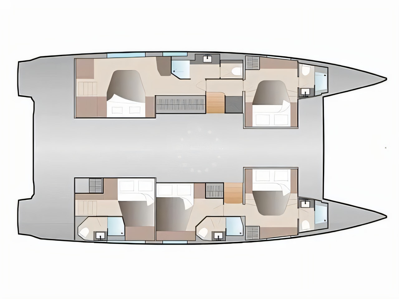 Interior of Aura 51 catamaran with 6 cabins Croatia yacht charter