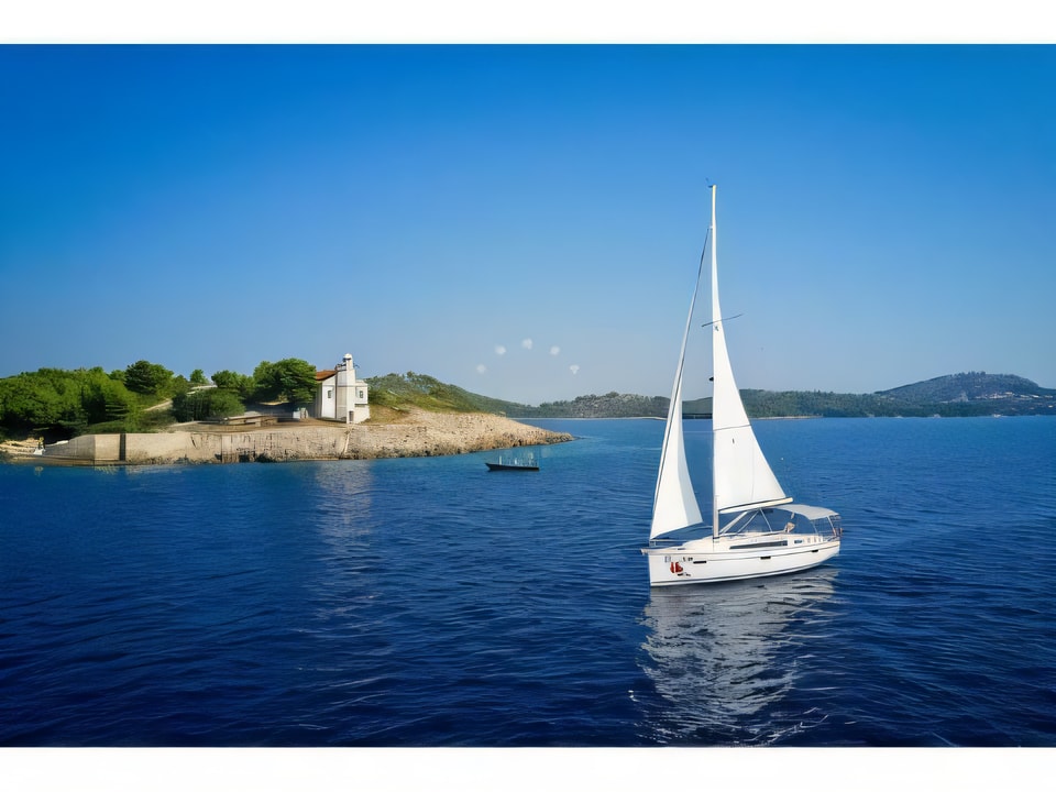 Exterior overview of Bavaria Cruiser 41 sail boat for charter from Murter Marina Hramina in the Sibenik sailing area Croatia