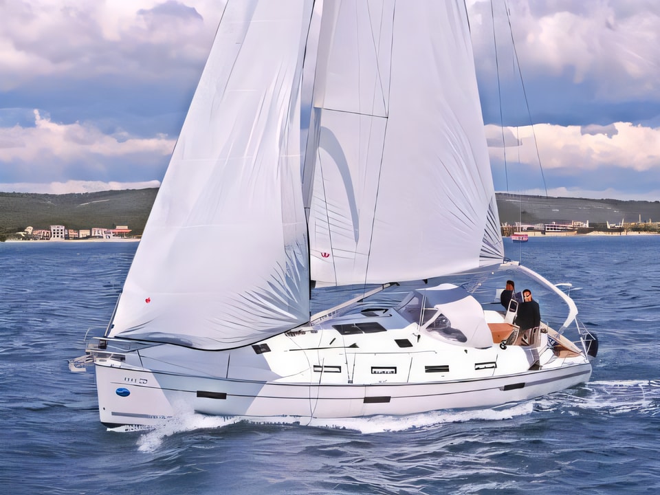 Exterior overview of BAVARIA C 40 BT sail boat for charter from Sukosan Marina Dalmacija in the Zadar sailing area Croatia
