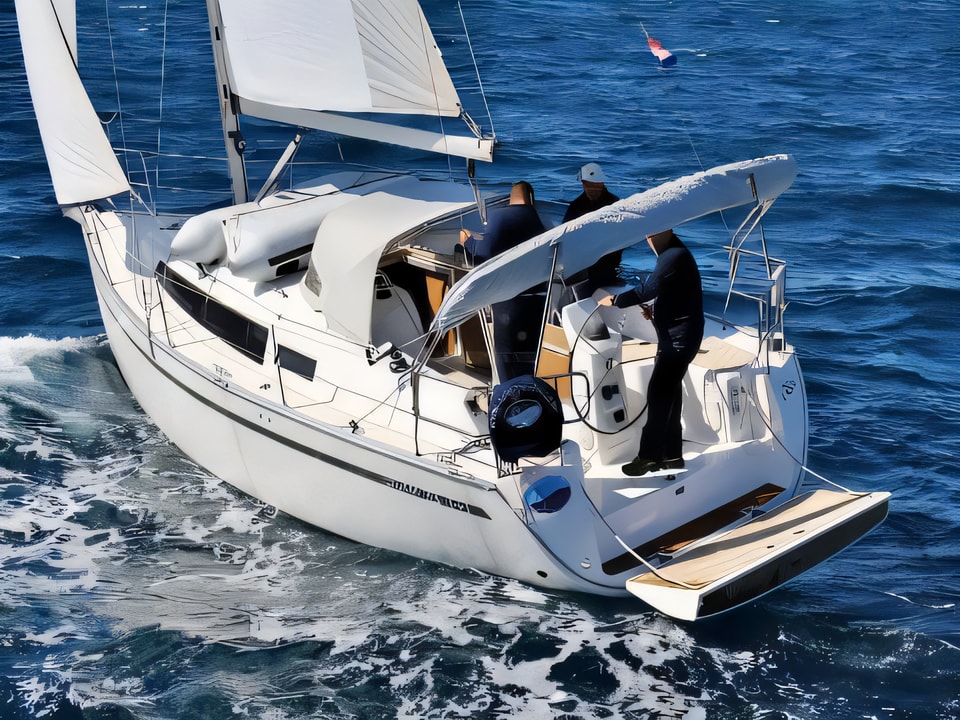 Exterior overview of BAVARIA C 33 sail boat for charter from Sukosan Marina Dalmacija in the Zadar sailing area Croatia